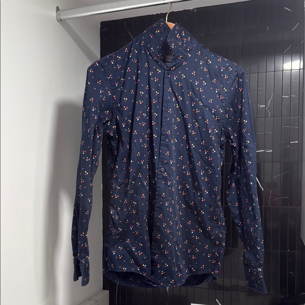 Zara Black Geometric Long Sleeve Shirt